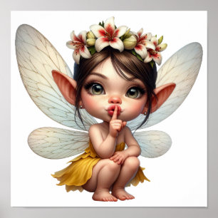 An enchanted magical little cartoon Fairy Poster