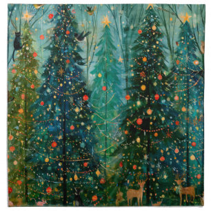 An Enchanted Storybook Christmas Forest Cloth Napkin