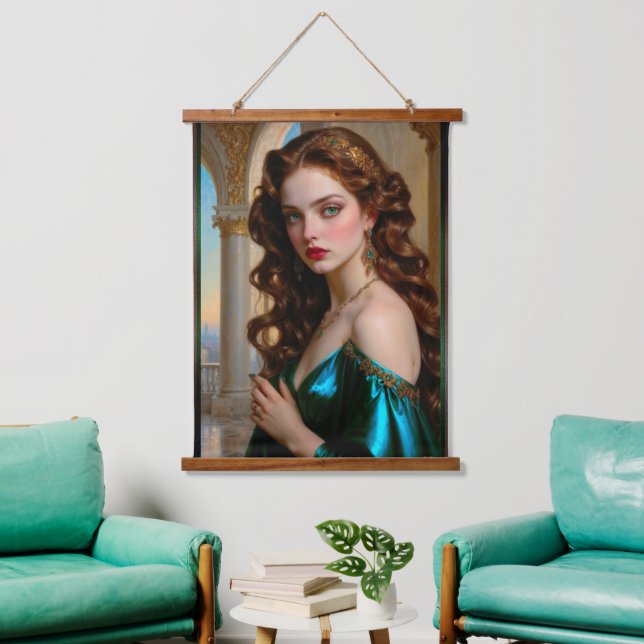 An Enchanting Portrait of The Emerald Empress Hanging Tapestry (Living Room)