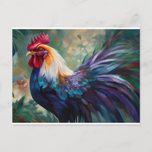 An Enchanting Rooster Painting Postcard