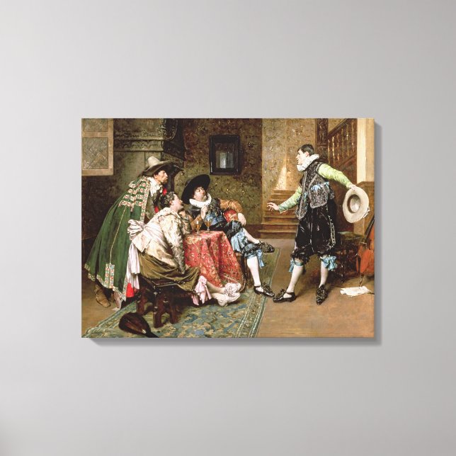 An Engaging Tale, 1894 (oil on panel) Canvas Print (Front)