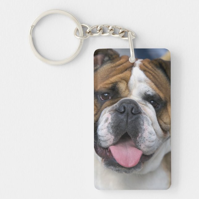 An english bulldog in Belgium. Keychain (Front)