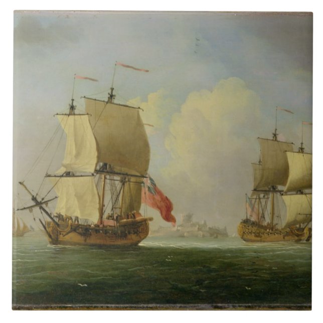 An English Sloop and a Frigate in a Light Breeze ( Tile (Front)