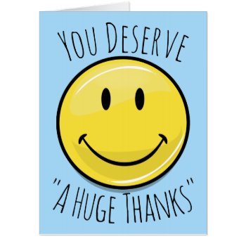 An Enormous Smile Gigantic Blue Thank You Card by HappyPlanetShop at Zazzle