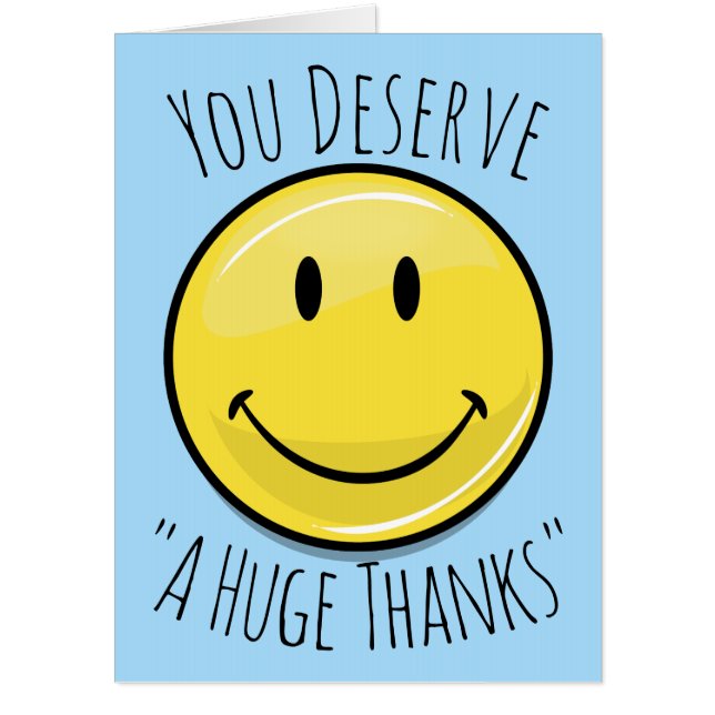 An Enormous Smile Gigantic Blue Thank You Card (Front)