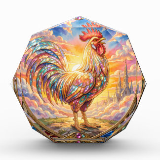 An ethereal rooster acrylic award