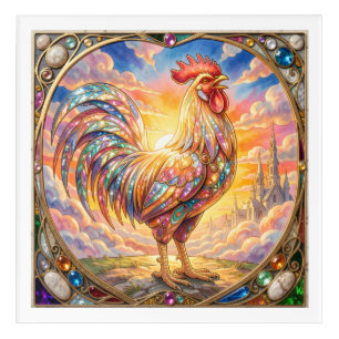 An ethereal rooster acrylic print