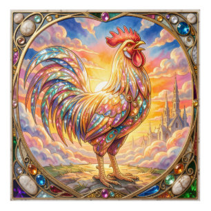 An ethereal rooster acrylic print
