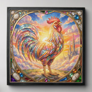 An ethereal rooster peel and stick photo tile