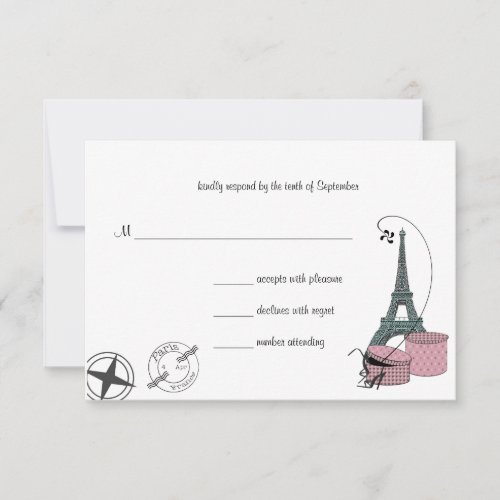 An Evening In Paris Custom Background RSVP card