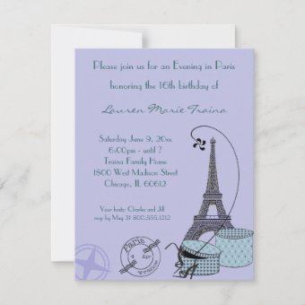 An Evening in Paris Purple Themed Party Invitation | Zazzle