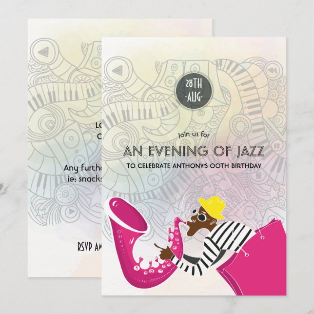 An evening of Jazz any occasion Party invitation (Front/Back)