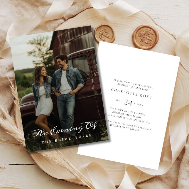 An Evening Of Wedding Modern Bridal Shower Photo Invitation (Creator Uploaded)