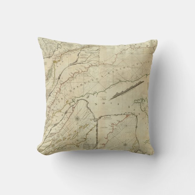 An Exact Chart of the River St Lawrence Throw Pillow (Front)