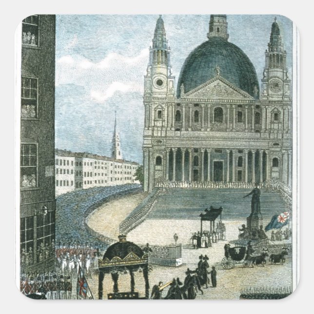 An exact representation of the grand funeral car square sticker (Front)