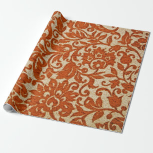 An exotic brown color Javanese floral pattern weav Wrapping Paper