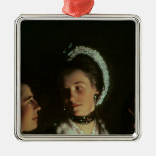 An Experiment on a Bird in the Air Pump, 1768 Metal Ornament