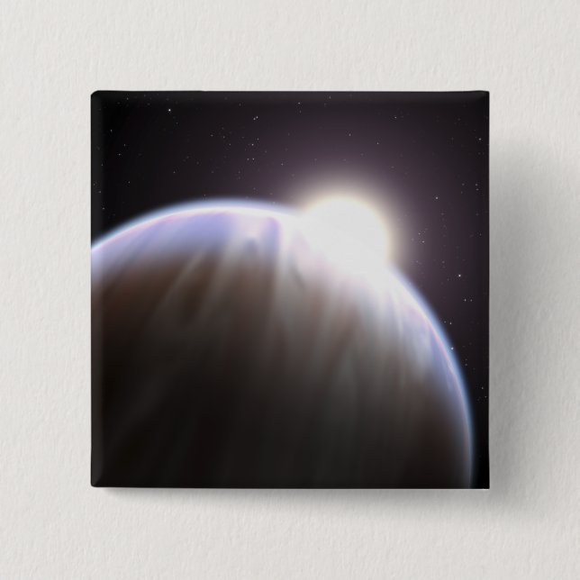 An extrasolar planet with its parent star pinback button (Front)