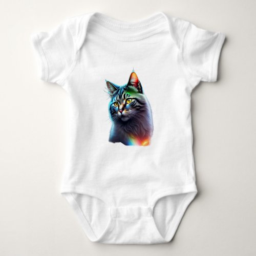 An extremely psychedelic portrait of a Cat T_Shirt Baby Bodysuit