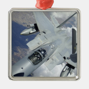 An F-15 Eagle pulls away from a KC-135 Metal Ornament
