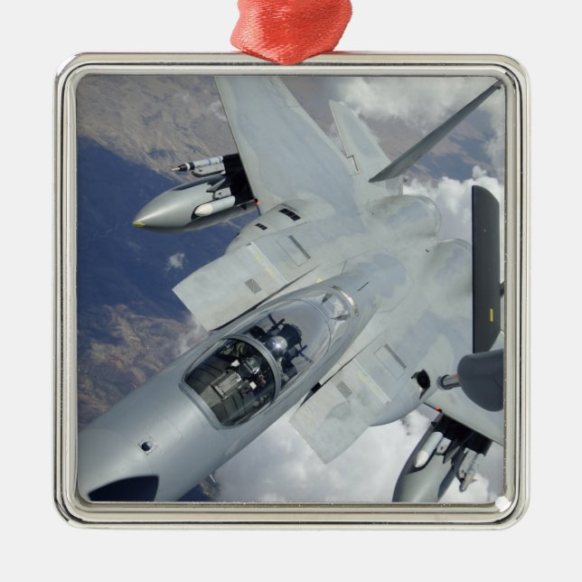 An F-15 Eagle pulls away from a KC-135 Metal Ornament (Front)