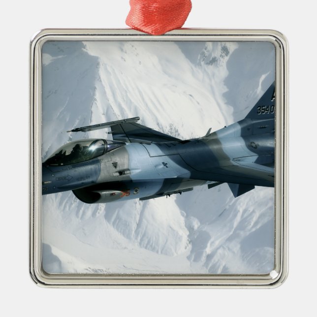 An F-16 Aggressor Metal Ornament (Front)