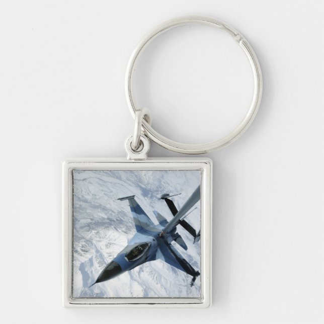 An F-16 Aggressor sits in contact position Keychain (Front)