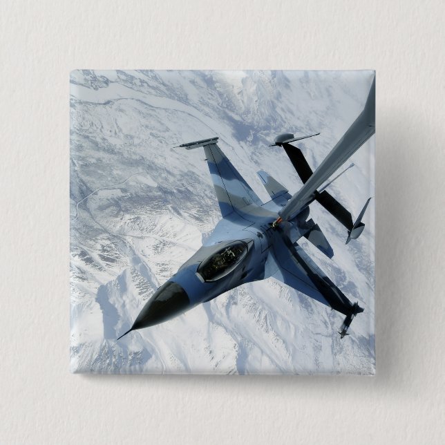 An F-16 Aggressor sits in contact position Pinback Button (Front)