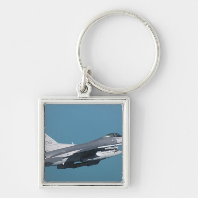 An F-16 Fighting Falcon in flight Keychain (Front)
