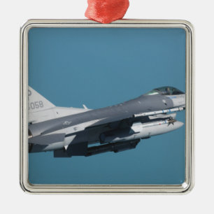 An F-16 Fighting Falcon in flight Metal Ornament