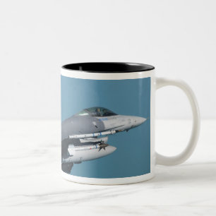 An F-16 Fighting Falcon in flight Two-Tone Coffee Mug
