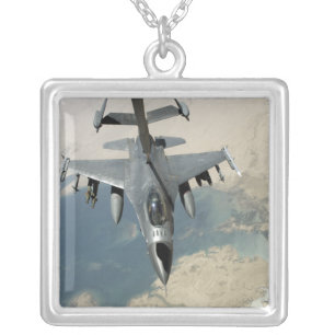 An F-16 Fighting Falcon refuels Silver Plated Necklace