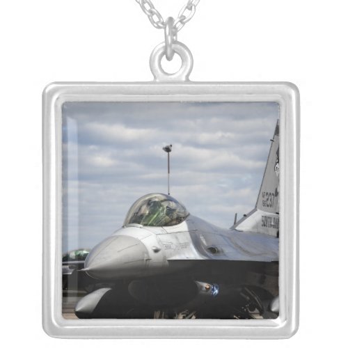 An F_16 Fighting Falcon Silver Plated Necklace