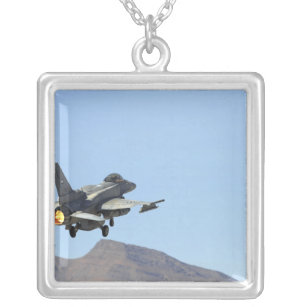 An F-16E from the United Arab Emirates Silver Plated Necklace