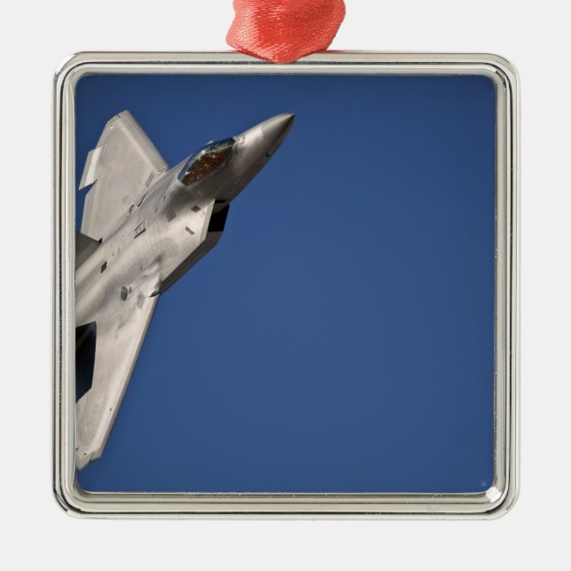 An F-22 Raptor aircraft Metal Ornament (Front)