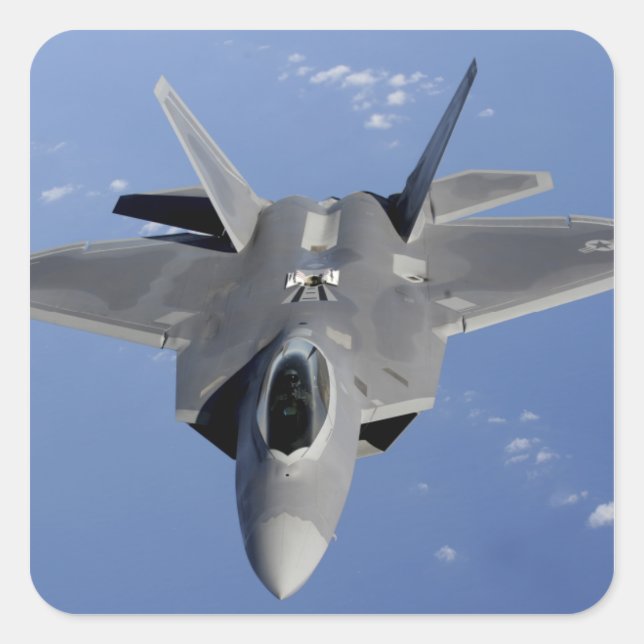 An F-22 Raptor moves into position to receive f 2 Square Sticker (Front)