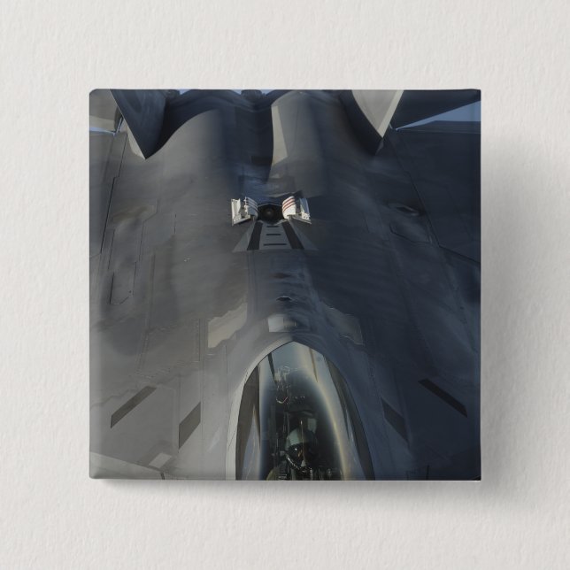 An F-22 Raptor moves into position to receive f Pinback Button (Front)