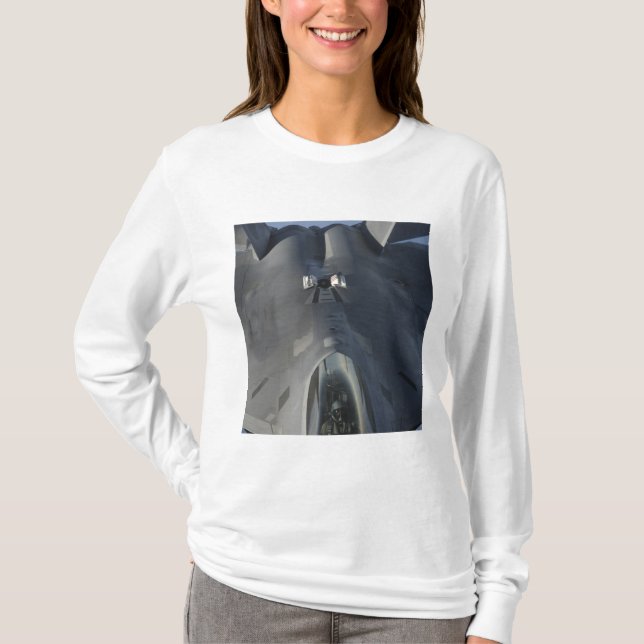 An F-22 Raptor moves into position to receive f T-Shirt (Front)