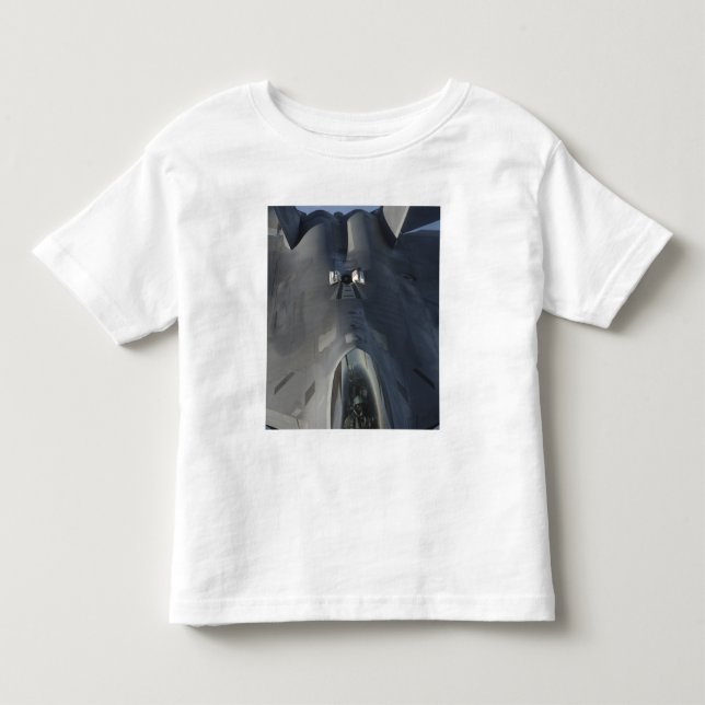 An F-22 Raptor moves into position to receive f Toddler T-shirt (Front)
