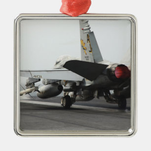 An F/A-18C Hornet launches from the flight deck 2 Metal Ornament