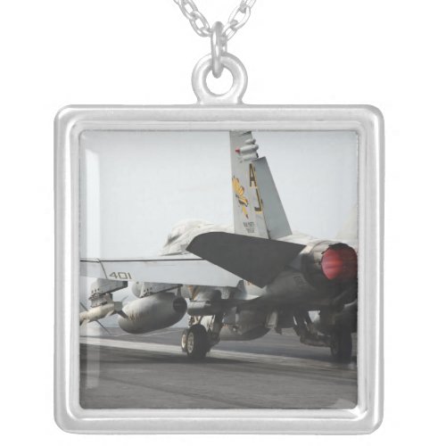 An FA_18C Hornet launches from the flight deck 2 Silver Plated Necklace
