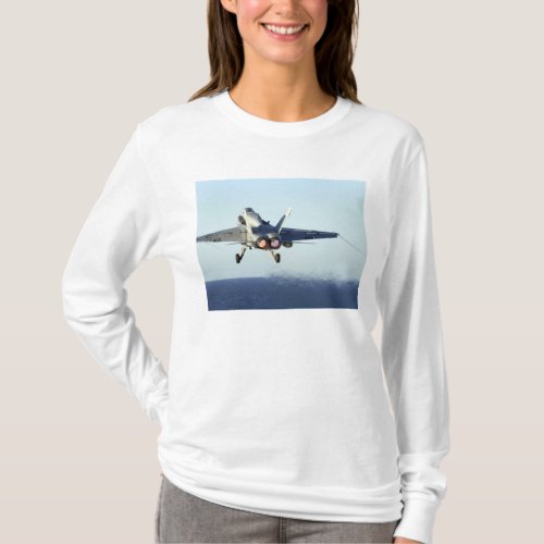 An FA_18C Hornet launches from the flight deck T_Shirt