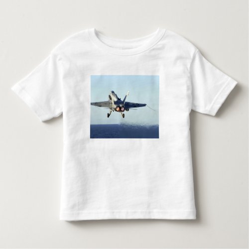 An FA_18C Hornet launches from the flight deck Toddler T_shirt
