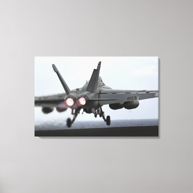 An F/A-18E Super Hornet launches Canvas Print (Front)