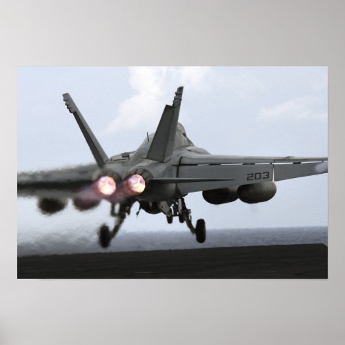 An FA_18E Super Hornet launches Poster