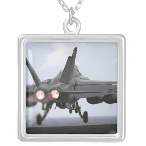 An FA_18E Super Hornet launches Silver Plated Necklace