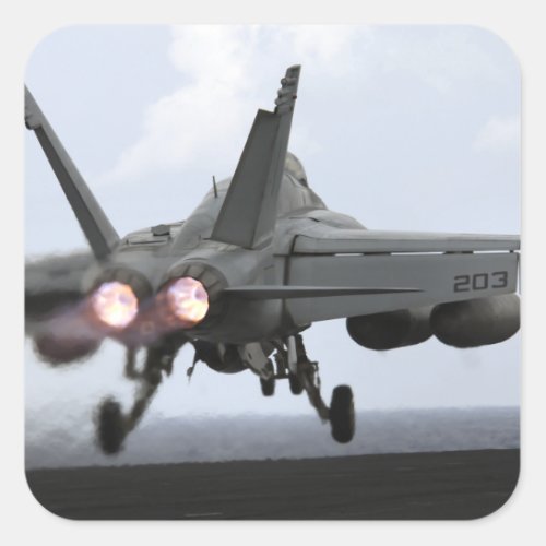 An FA_18E Super Hornet launches Square Sticker