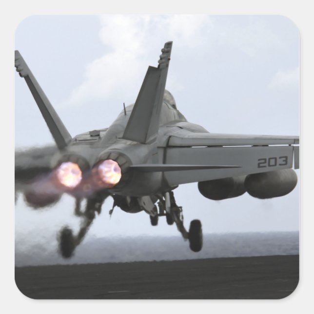 An F/A-18E Super Hornet launches Square Sticker (Front)