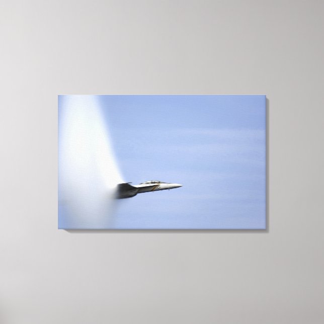 An F/A-18E Super Hornet reaches the speed of so Canvas Print (Front)