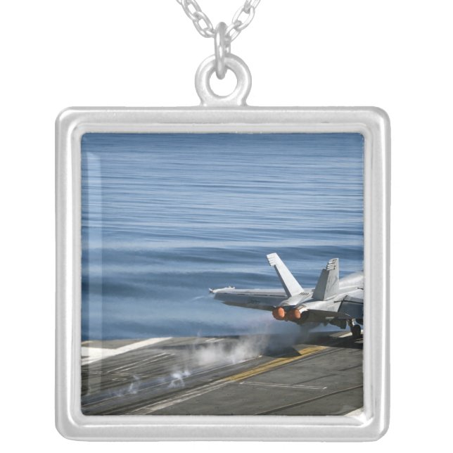 An F/A-18E Super Hornet Silver Plated Necklace (Front)